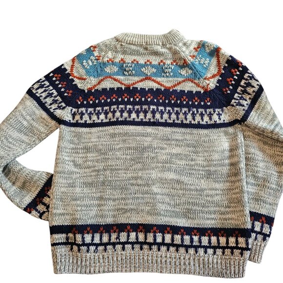 VTG NORDIC Fair Isle SWEATER Pullover Knit ACRYLIC‎ MENS Sz M/L Gray 70s 80s Ski - Picture 5 of 9